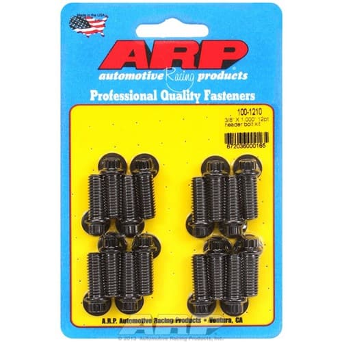 Header Bolts, Black, 12PT (16) 3/8"-16 x 1.00", 5/16" Wrench ARP / 100-1210