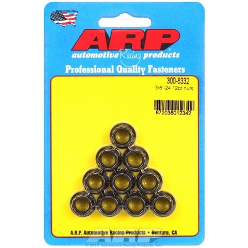 12-Point Nuts 3/8-24 Unf (10) 7/16" Wrench, .625" Collar ARP - 300-8332