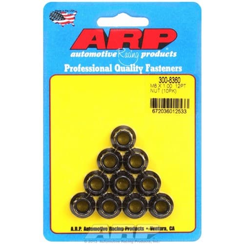 12-Point Nuts M8x1.00 (10) 10mm Wrench, .625" Collar ARP - 300-8360