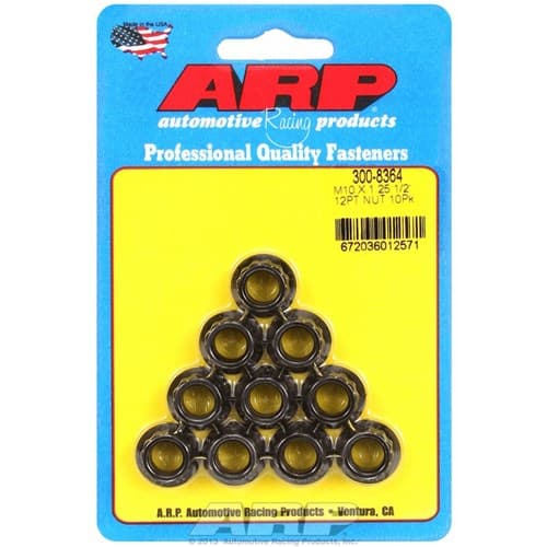 12-Point Nuts M10x1.25 (10) 12mm Wrench, .700" Collar ARP / 300-8364