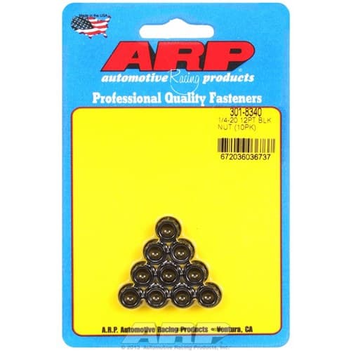 12-Point Nuts 1/4-20 Unc (10) 5/16 Wrench, .433" Collar ARP - 301-8340