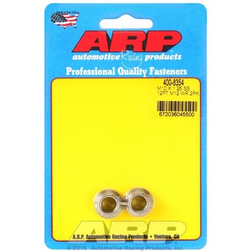 SS 12PT Nuts M10x1.25 (2) 12mm Wrench, .700" Collar ARP / 400-8354