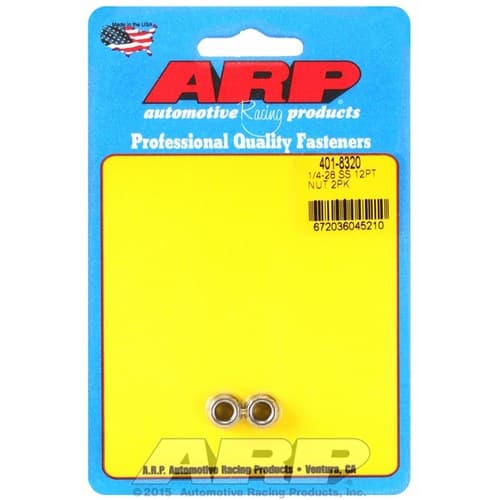 SS 12PT Nuts 1/4-20 Unc (2) 5/16" Wrench, .433" Collar ARP / 401-8320