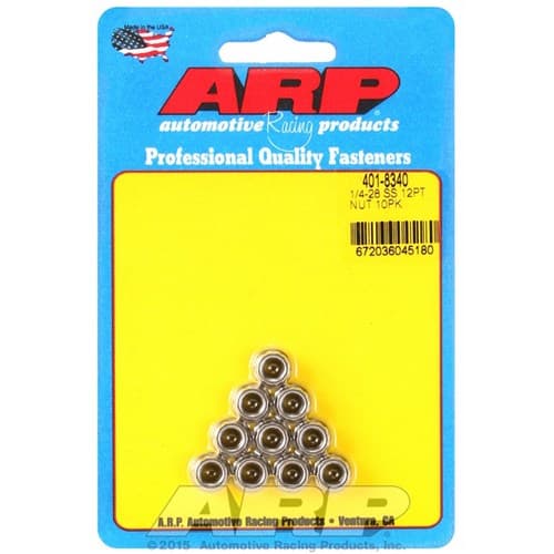 SS 12PT Nuts 1/4-20 Unc (10) 5/16" Wrench, .433" Collar ARP / 401-8340