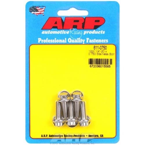 SS 12PT Bolts 1/4" Unc X .750" 5/16" Wrench (5-PACK) 1/4-20 ARP - 611-0750