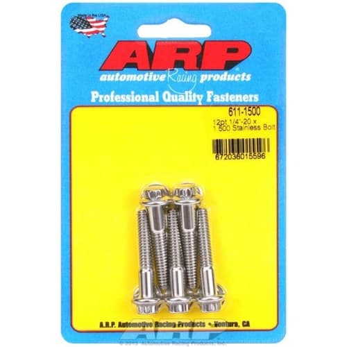 SS 12PT Bolts 1/4" Unc X 1.50" 5/16" Wrench (5-PACK) 1/4-20 ARP / AR611-1500