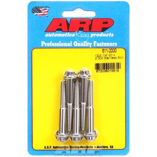 SS 12PT Bolts 1/4" Unc X 2.00" 5/16" Wrench (5-PACK) 1/4-20 ARP - 611-2000