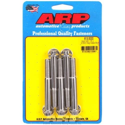 SS 12PT Bolts 3/8" Unc X 3.00" 3/8" Wrench (5-PACK) 3/8-16 ARP - 613-3000
