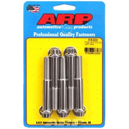 SS 12PT Bolts 7/16" Unc X 3.00 7/16" Wrench (5-PACK) 7/16-14 ARP - 616-3000