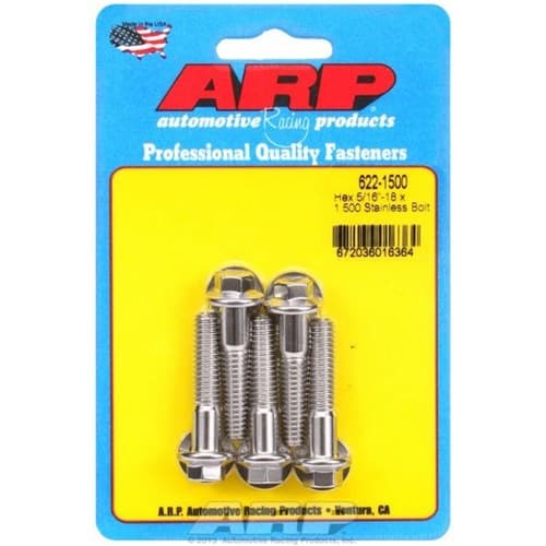 SS Hex Bolts 5/16" Unc X 1.50" 3/8" Wrench (5-PACK) 5/16-18 ARP - 622-1500