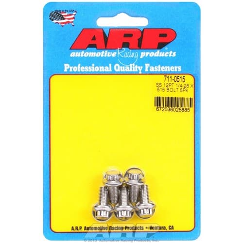 SS 12PT Bolts 1/4" Unf X .515" 5/16" Wrench (5-PACK) 1/4-28 ARP / 711-0515