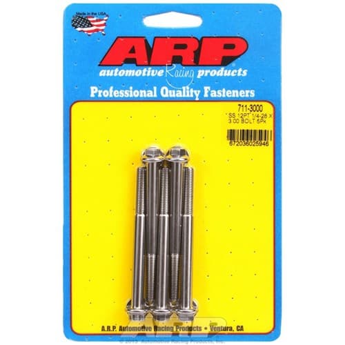 SS 12PT Bolts 1/4" Unf X 3.00" 5/16" Wrench (5-PACK) 1/4-28 ARP / 711-3000