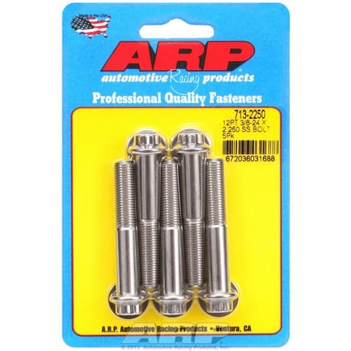 SS 12PT Bolts 3/8" Unf X 2.25" 3/8" Wrench (5-PACK) 3/8-24 ARP - 713-2250