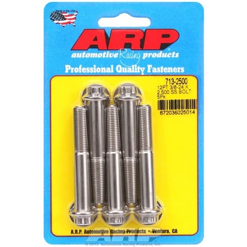 SS 12PT Bolts 3/8" Unf X 2.50" 3/8" Wrench (5-PACK) 3/8-24 ARP - 713-2500