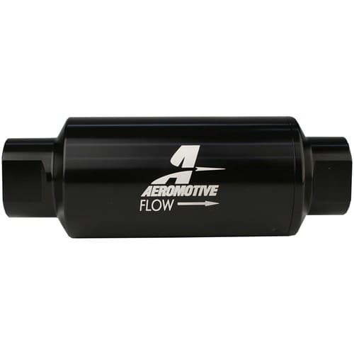 Inline Fuel Filter -10AN Black 5.5" Long X 2" OD. 100 Micron Aeromotive / Aro 12324