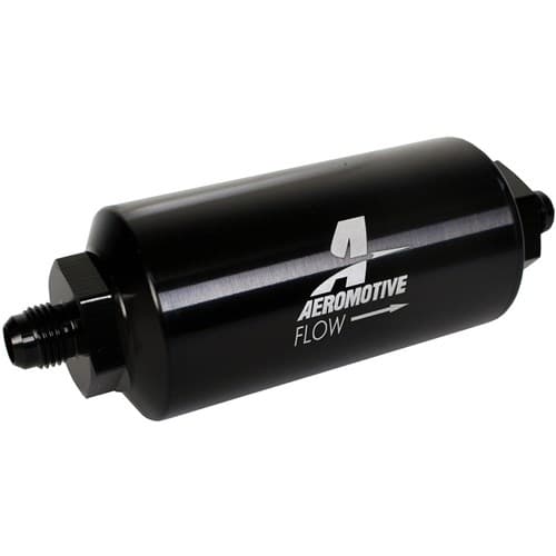 Inline Filter 10 Micron -6AN Male Bright Black 2" OD Aeromotive / Aro 12345