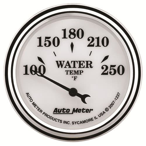 Old Tyme White II 2-1/16 Water Temp, 100-250Â°F, Electric Auto Meter - 1237