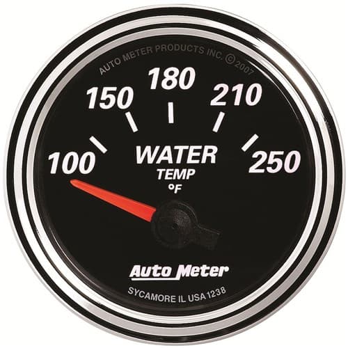 Designer Black II Water Temp 2-1/16", 100-250Â°F, SS Elect Auto Meter - 1238