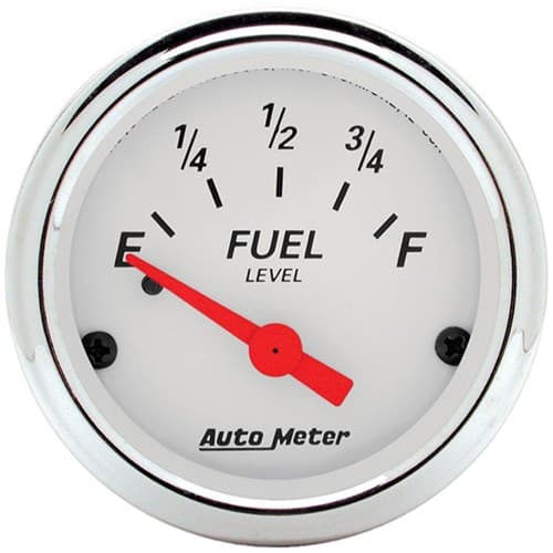 Arctic White 2-1/16 Fuel Level 0-90 Ohm, Short Sweep Electric Auto Meter - 1315