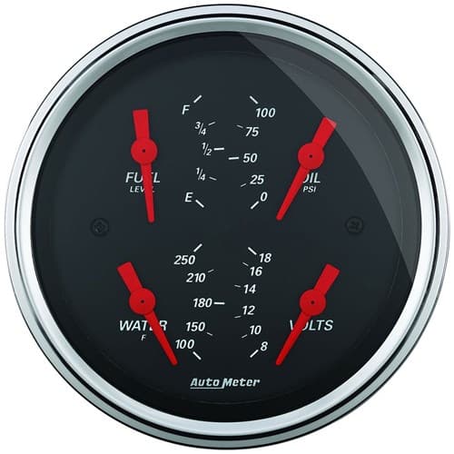 Designer Black Quad Gauge 3-3/8", FUEL,OIL,WATER,VOLTS Auto Meter - 1414
