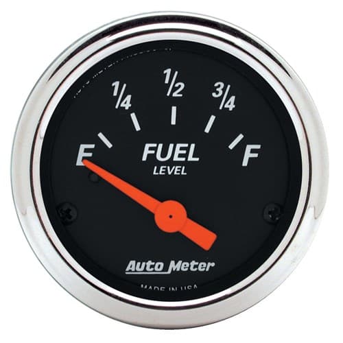 Designer Black Fuel Level 2-1/16", 0-90 Ohms, SS Elect Auto Meter - 1422