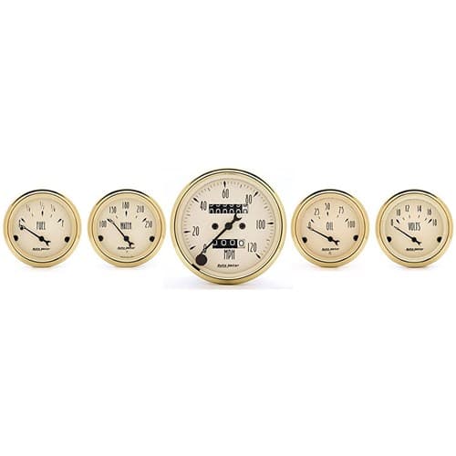 Golden Oldies 5-PCE Gauge Kit 4 Gauges & Mechanical Speedo Auto Meter - 1501