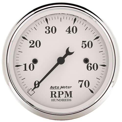 Old Tyme White in-Dash Tacho 3-1/8", 0-7000RPM Auto Meter - 1695