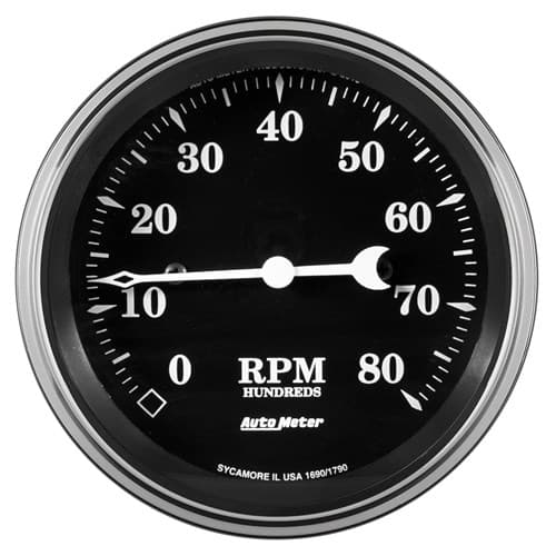 Old Tyme Black in-Dash Tacho 3-3/8", 0-8000 RPM Auto Meter - 1790