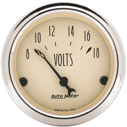 2 Voltmeter, 8-18 Volts Elec, Antique Beige Auto Meter - 1891