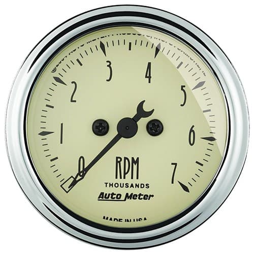 2 Tach, 7,000 RPM, Elec Antiq Antique Beige Auto Meter - 1897