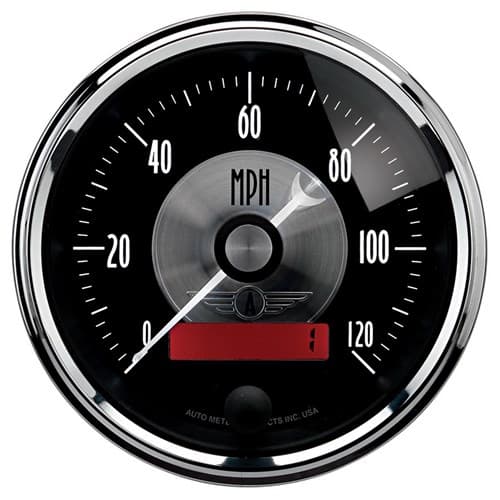 Black Diamond 120MPH Speedo 3-3/8", Elecronic, Wheel Odom. Auto Meter - 2086