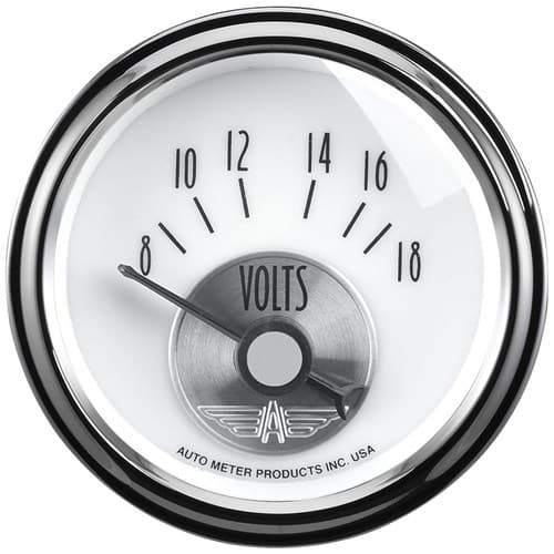 Prestige Pearl Voltmeter 2-1/16, 8-18V, SS Electric Auto Meter - 2094