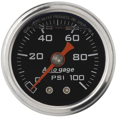 0-100 PSI 1-1/2 Black Fuel Pressure Liquid Filled Gauge Auto Meter - 2174