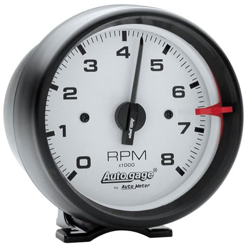 Auto Gage 3-3/4" Pedestal Tach 8000RPM, White Face, Black Cup Auto Meter - 2303