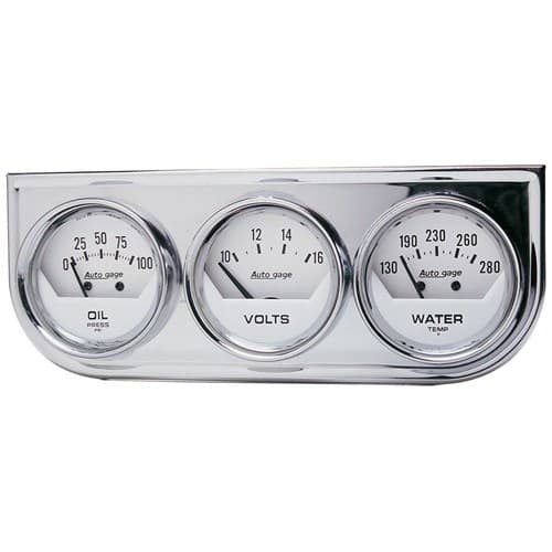 2 3 Gauge Console, Oil/ Water 2-1/16OIL/Water/VOLT(CHR Con) Auto Meter - 2325