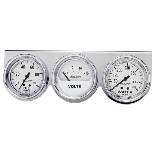 2-5/8 3 Gauge Console, Oil/Wa 2-5/8OIL/VOLT/WATER(CHR Cons) Auto Meter - 2329
