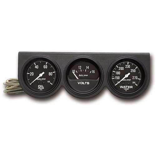 2-5/8 3 Gauge Console, Oil/Vo Oil/Volt/Water in Black Cons Auto Meter - 2398