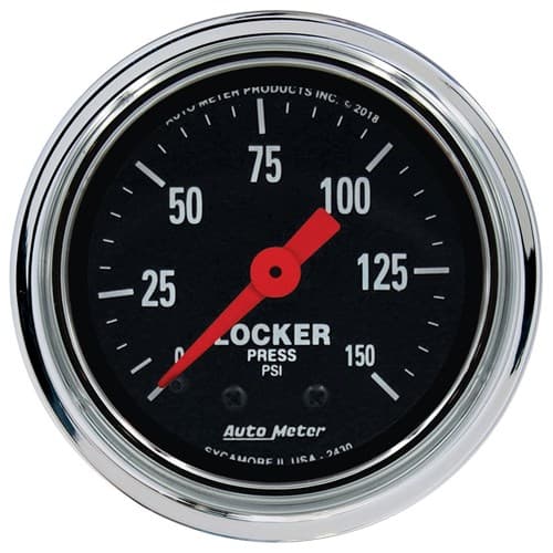 Trad Chrome 2-1/16" Air Locker Pressure, 0-150PSI Mechanical Auto Meter - 2430