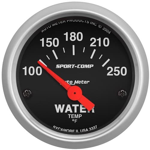 Sport-Comp 2-1/16" Water Temp 100-250Â°F, Short Sweep Elect. Auto Meter - 3337