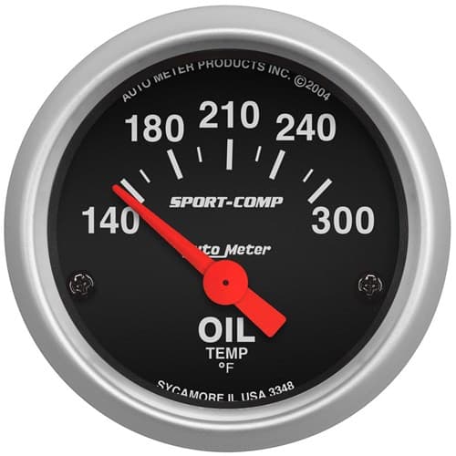 Sport-Comp 2-1/16" Oil Temp 140-300Â°F, Short Sweep Elect. Auto Meter - 3348