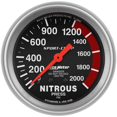 Sport-Comp 2-5/8" Nitrous Pres 0-2000PSI, Mechanical Auto Meter - 3428