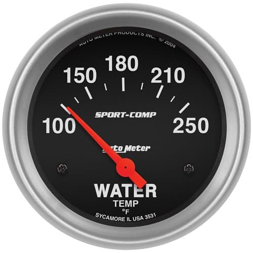 Sport-Comp 2-5/8" Water Temp 100-250Â°F, Short Sweep Elec Autometer - 3531