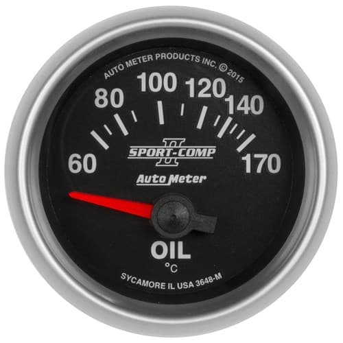 2-1/16" Oil Temp 60-170'C Sport-Comp II, SS Electric Auto Meter - 3648-M