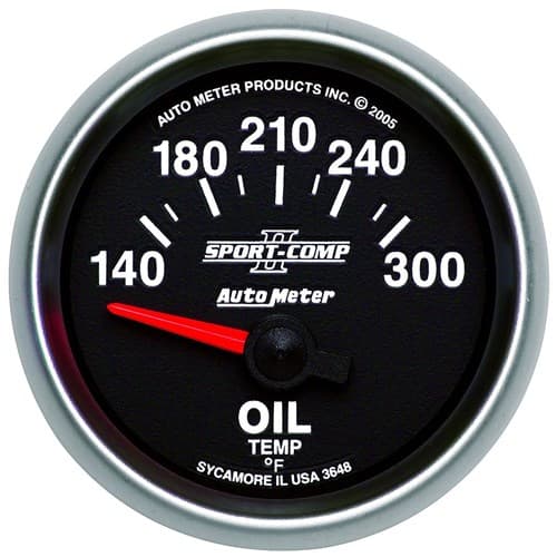2-1/16 Oil Temp, 140- 300`F, 2-1/16 Sport-Comp II Auto Meter - 3648