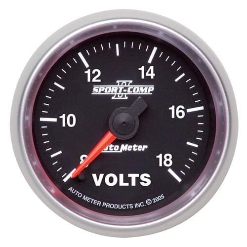 Sport-Comp II 2-1/16 Voltmeter 8-18V, Full Sweep Electric Auto Meter - 3691