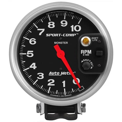 Sport-Comp 5" Tacho 10,000RPM Pedestal Mount W/ Shift Light Auto Meter - 3903