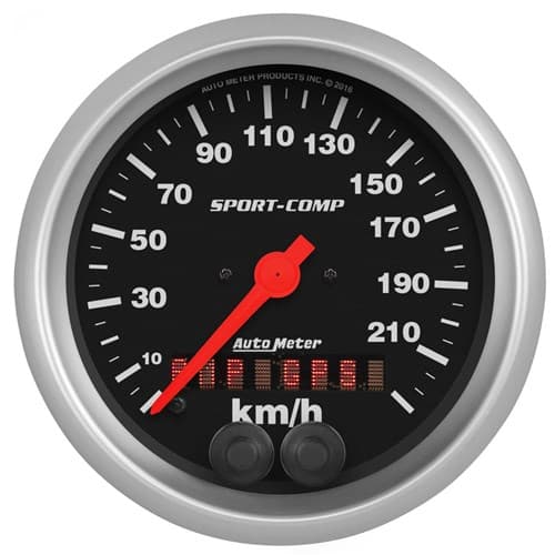 Sport-Comp 3-3/8" GPS Speedo 225KPH, Internal GPS Antenna Auto Meter - 3982-M
