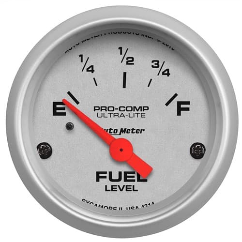 Ultra-Lite 2-1/16" Fuel Level 0-90 Ohm, Short Sweep Electric Auto Meter - 4314