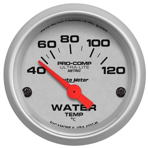 Ultra-Lite 2-1/16" Water Temp 40-120 Deg C Short Sweep Elect Auto Meter - 4337-M