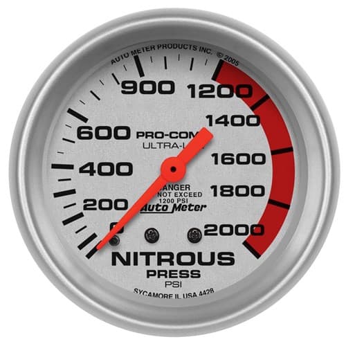 Ultra-Lite 2-5/8" Nitrous Pres 0-2000PSI, Mechanical Auto Meter - 4428